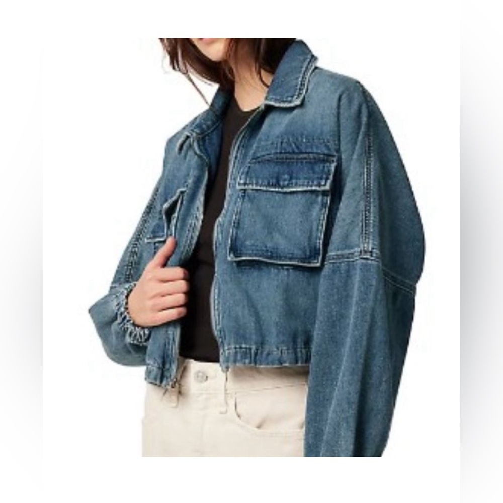 Hudson Jeans Military zip front denim jacket
